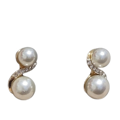 Faux Pearl and Gold Tone Earrings costume party festival