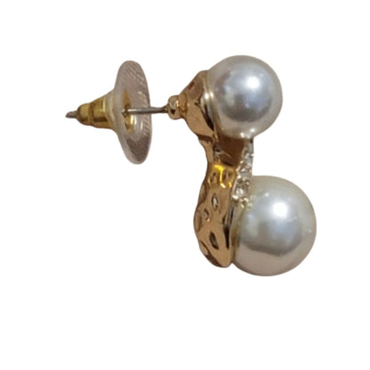 Faux Pearl and Gold Tone Earrings costume party festival
