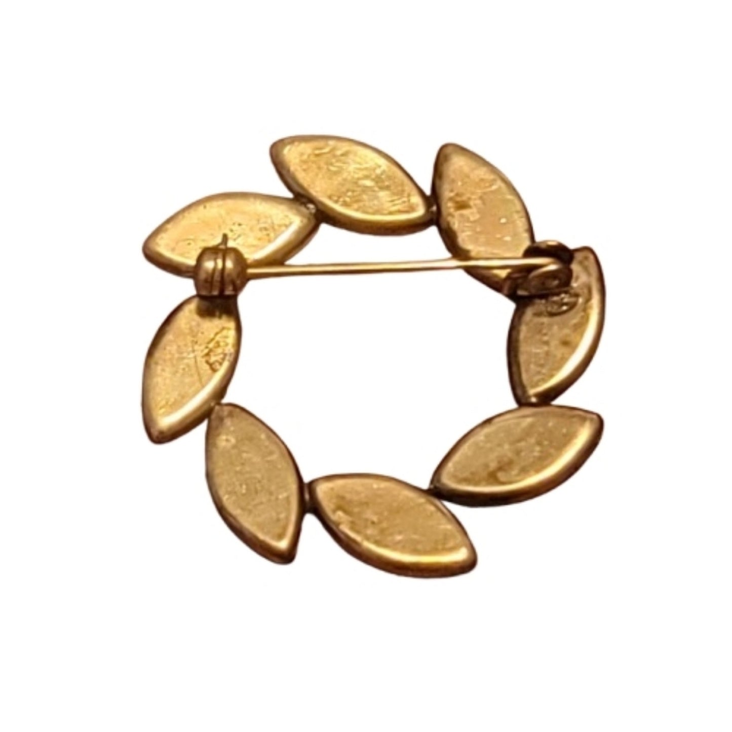 Mother Of Pearl Gold and Cream Leaf Wreath Brooch Gift Mom Daughter Sister