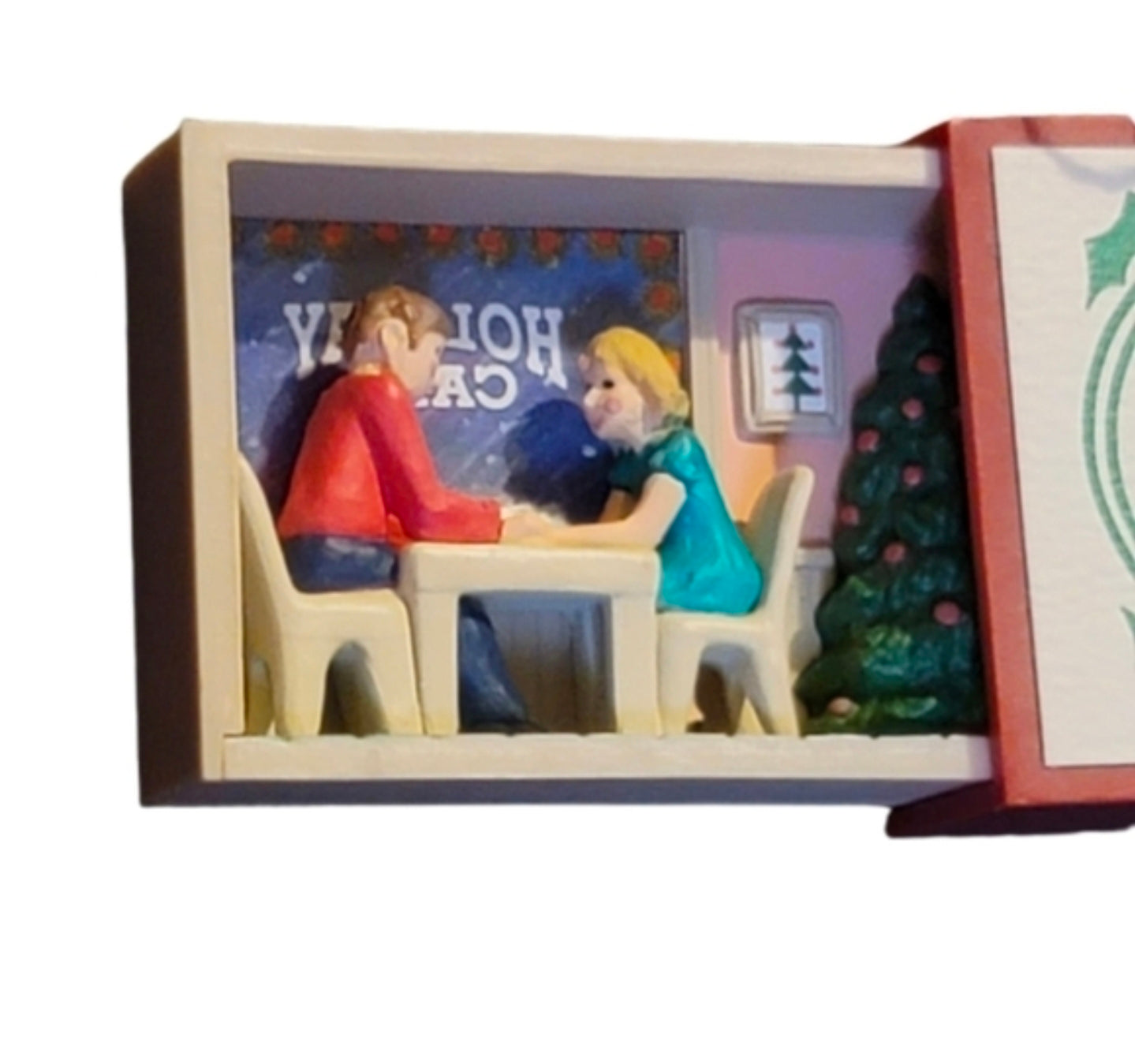 VINTAGE Hallmark Keepsake Christmas Ornament 1991 Holiday Cafe Matchbox Memorie