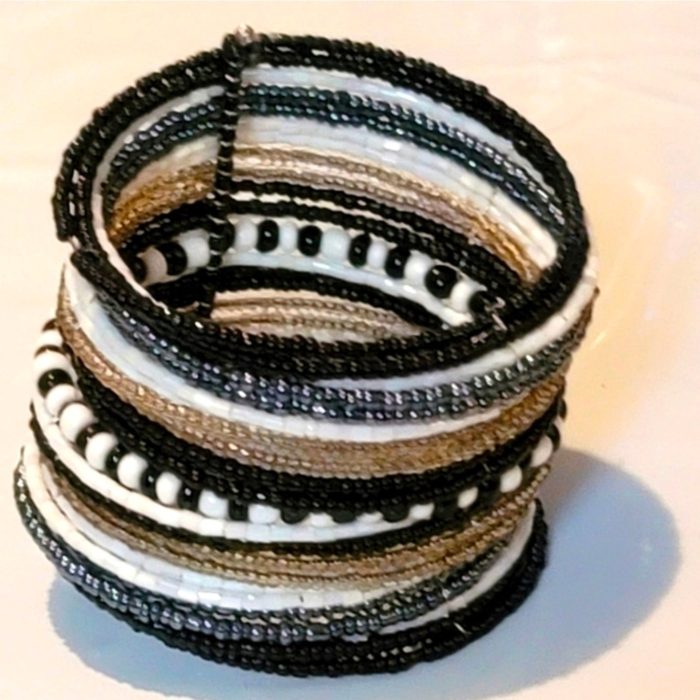 Black and white bracelet 1 that looks like many cuff