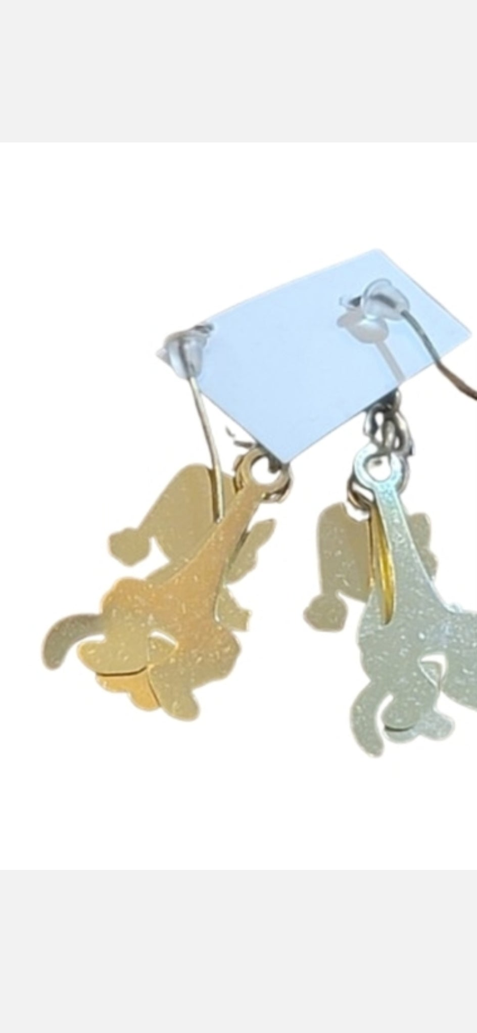 Vintage Santa Cat Dangle Earrings Articulated Swing Legs Christmas Kitty Holiday
