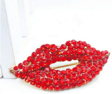 Lips brooch pin fashion rhinestone fun pin…