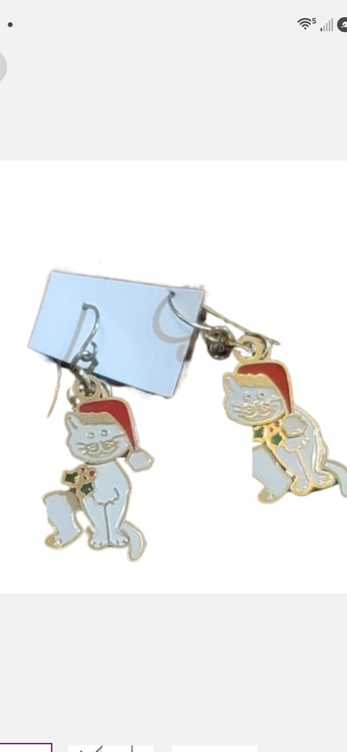 Vintage Santa Cat Dangle Earrings Articulated Swing Legs Christmas Kitty Holiday