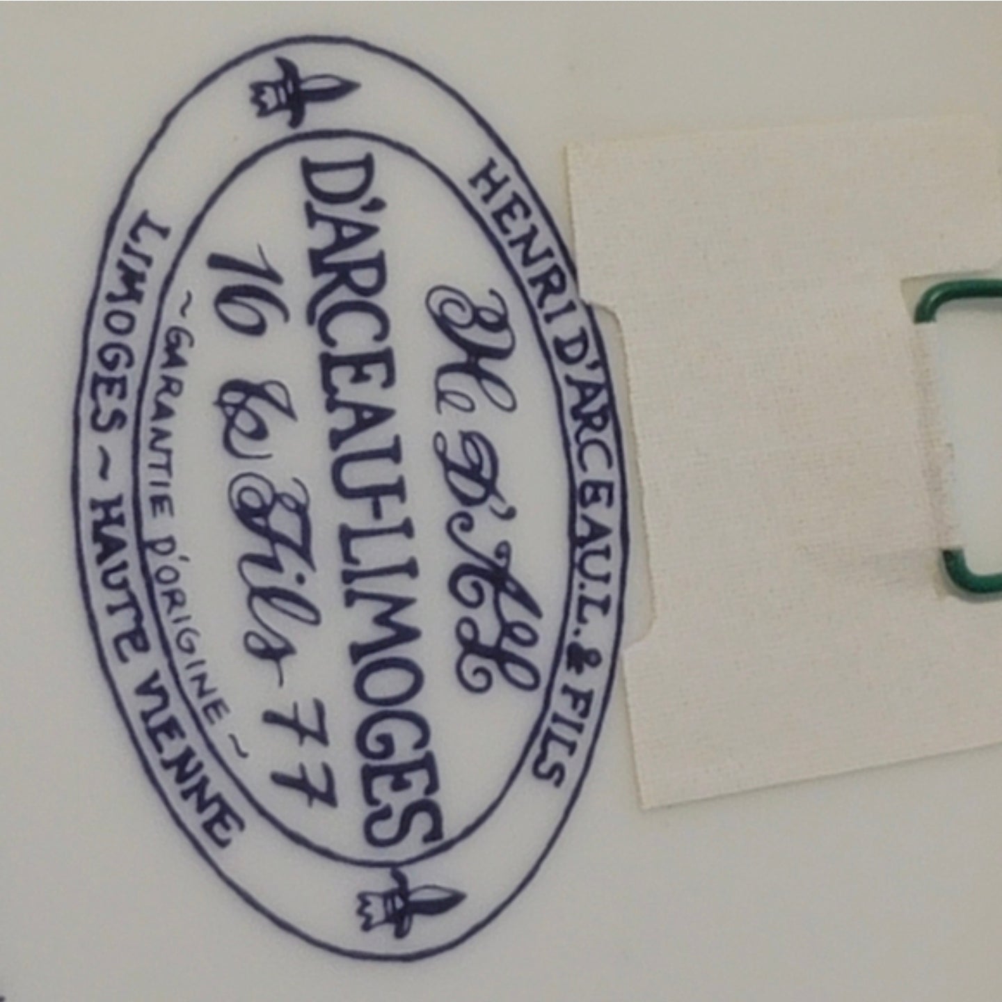 D'arceau-Limoges Henri L Fils Collectors plate Fine China 1977 # 306
