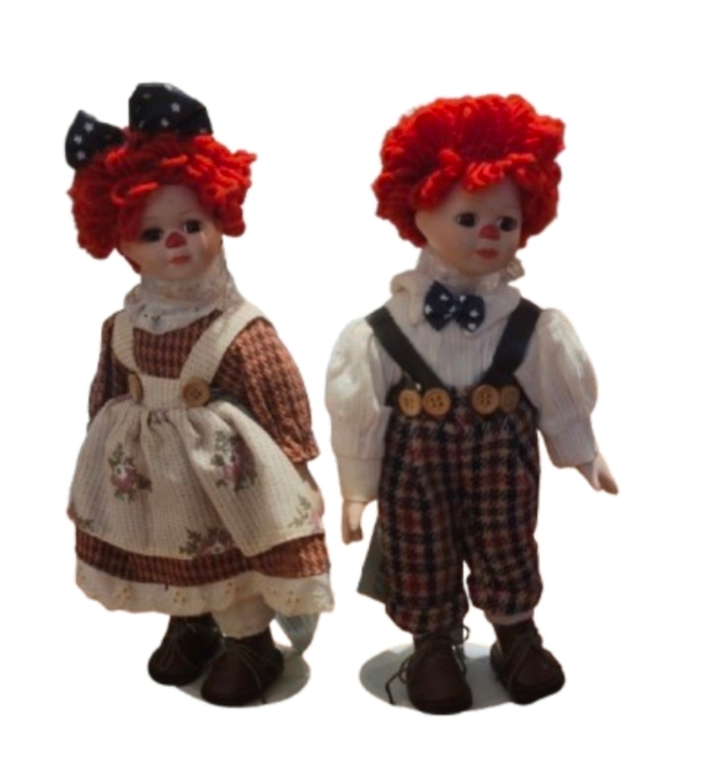 Seymour Mann Storybook Tiny Tots "Sweetheart Ann & Andy" Porcelain Doll Set w/ Stands & Tags