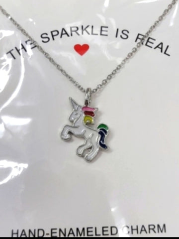 Kids unicorn necklace unicorn necklace pendant chain silver jewelry