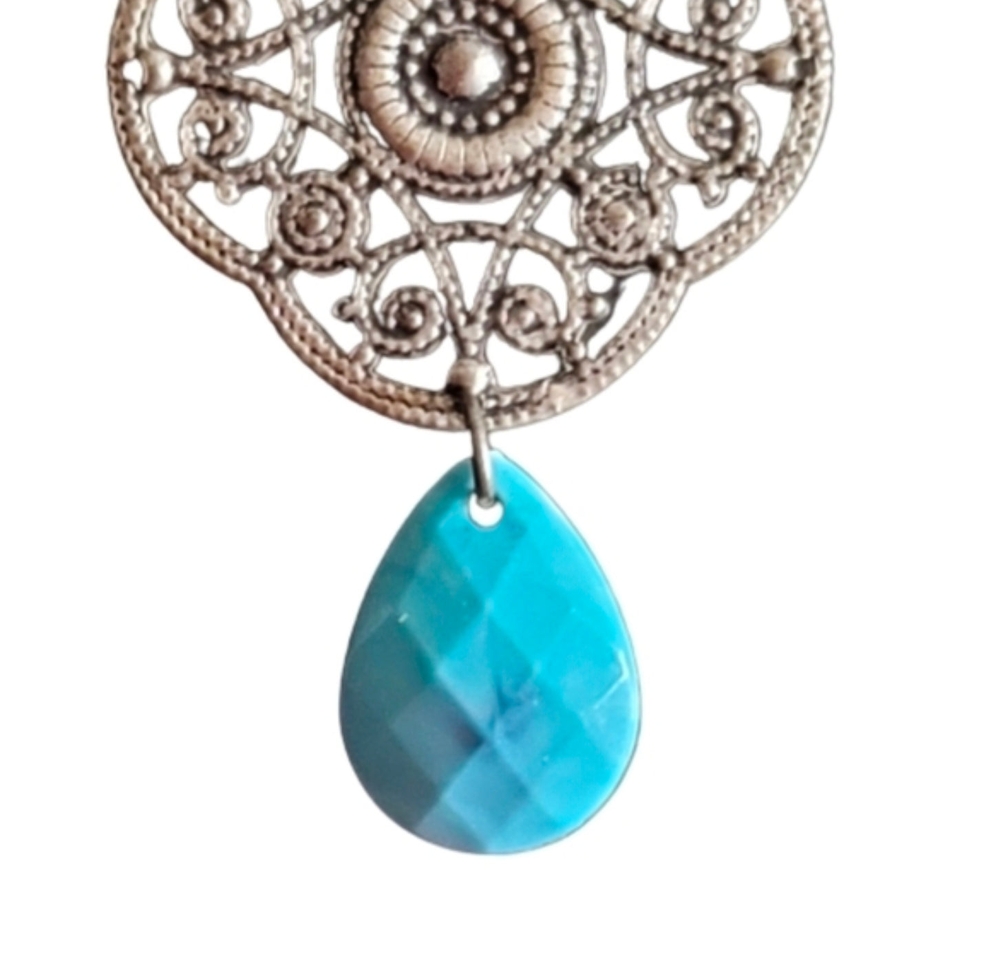 ECLECTIC necklace hearts cross flower silver tone turquoise hippie boho bohemian