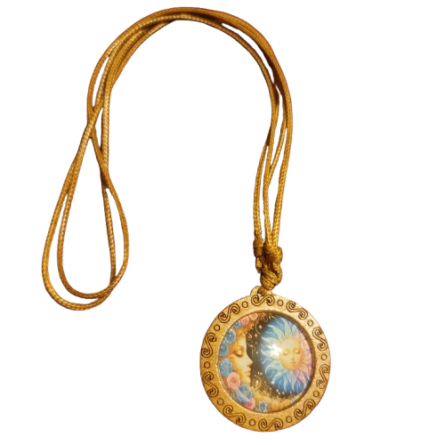 Celestial Collection Sun Moon Medallion Necklace |Vintage-Inspired Gold Pendant