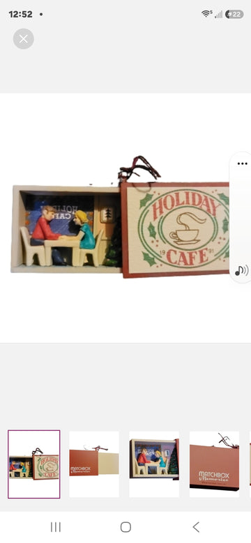 VINTAGE Hallmark Keepsake Christmas Ornament 1991 Holiday Cafe Matchbox Memorie